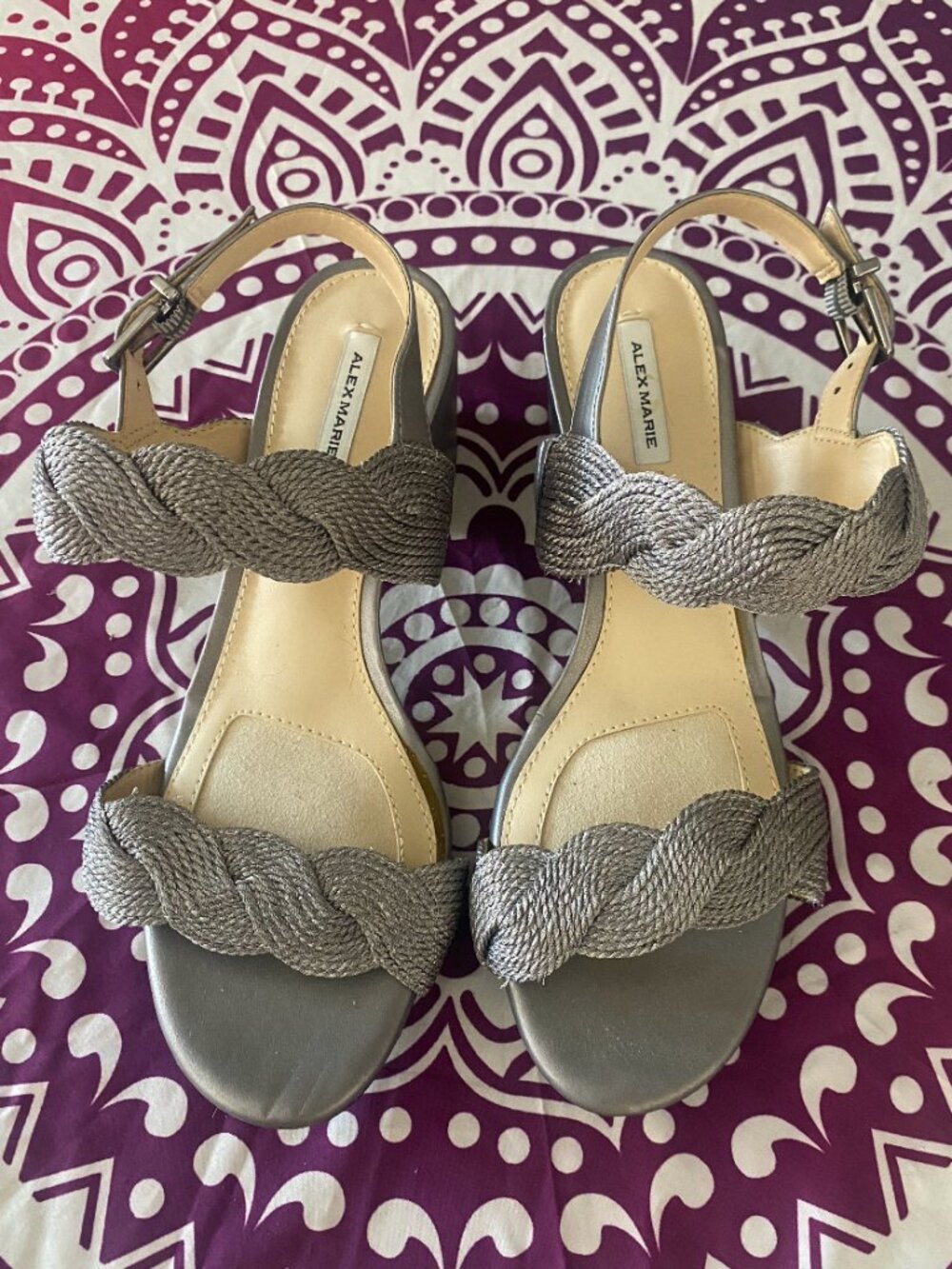 Alex Marie Devah Braided Strap Buckle Slingback Block Heel